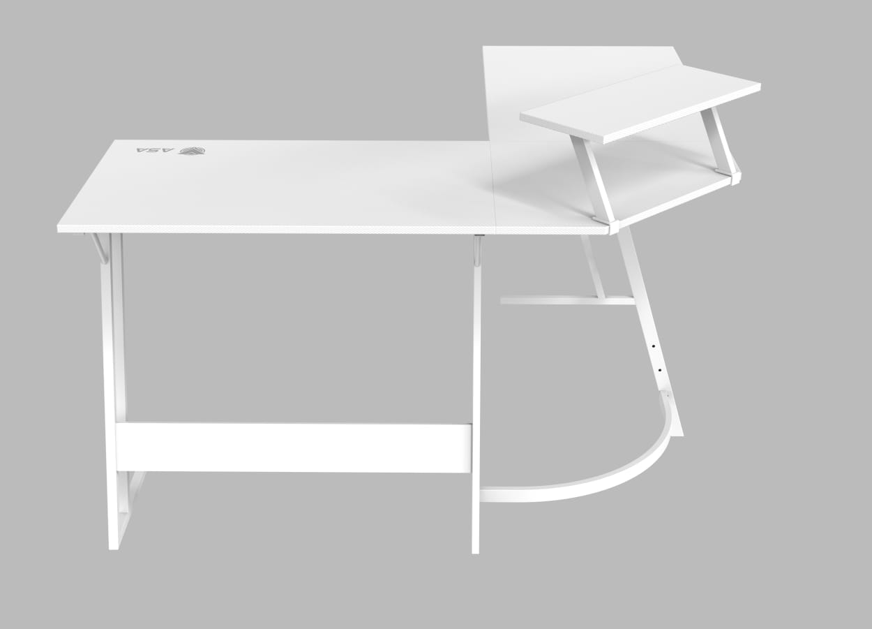 ASA L-shaped white gaming corner desk for professional setup