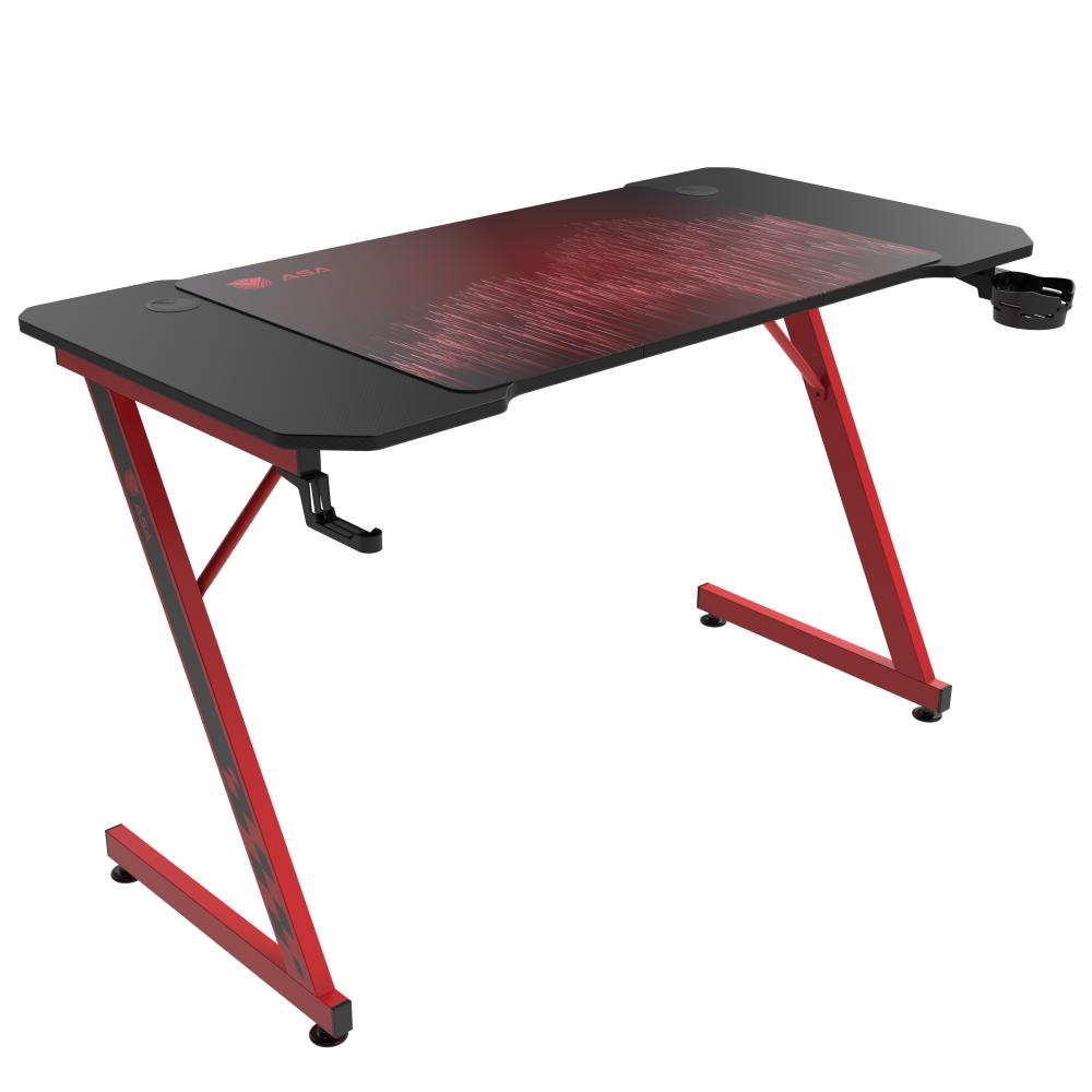 ASA Z Model Gaming Desk Black and Red with Extended Mouse Pad