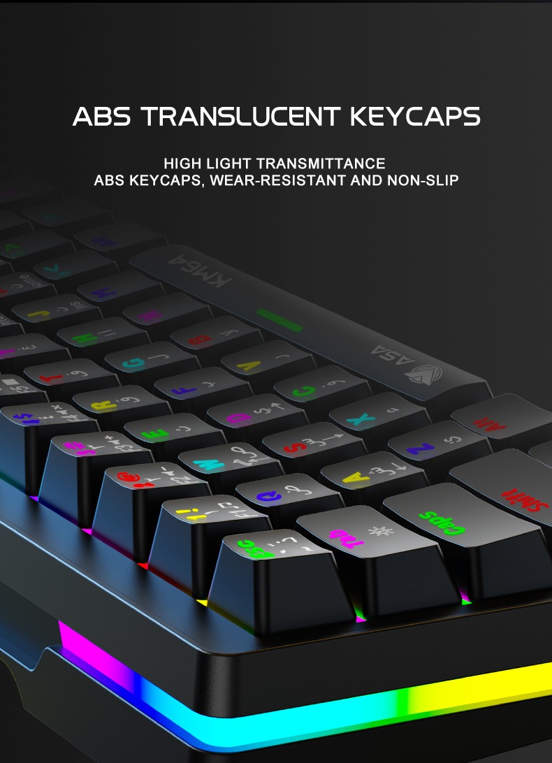 كيبورد ميكانيكي وماوس ASA KM64 بإضاءة RGB للألعاب