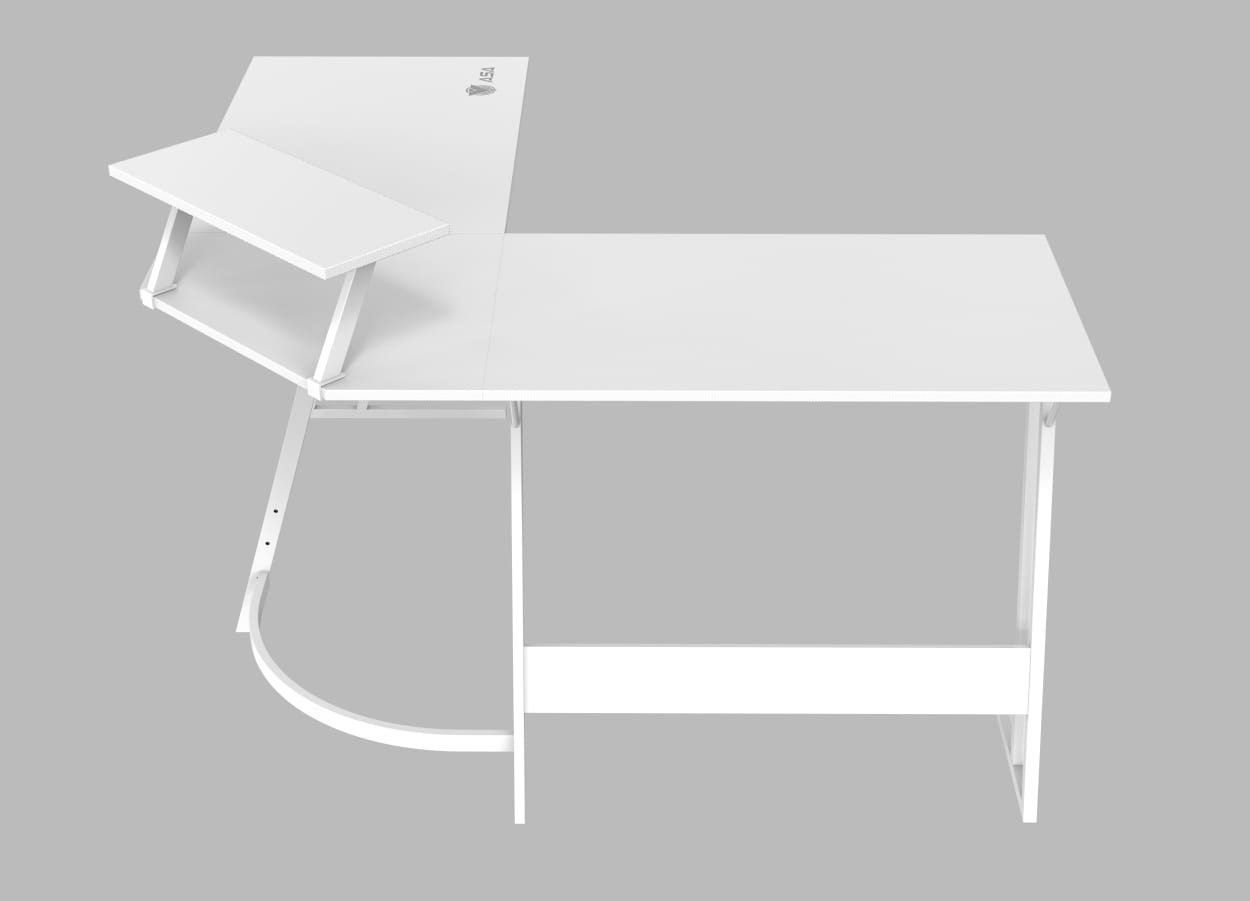 ASA L-shaped white gaming corner desk for professional setup