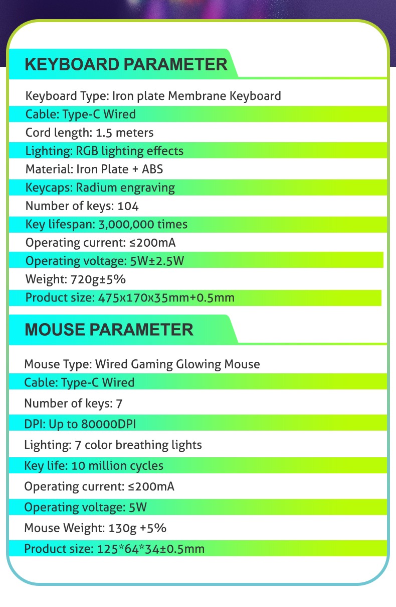 ASA IRON Gaming Keyboard and Mouse RGB Combo