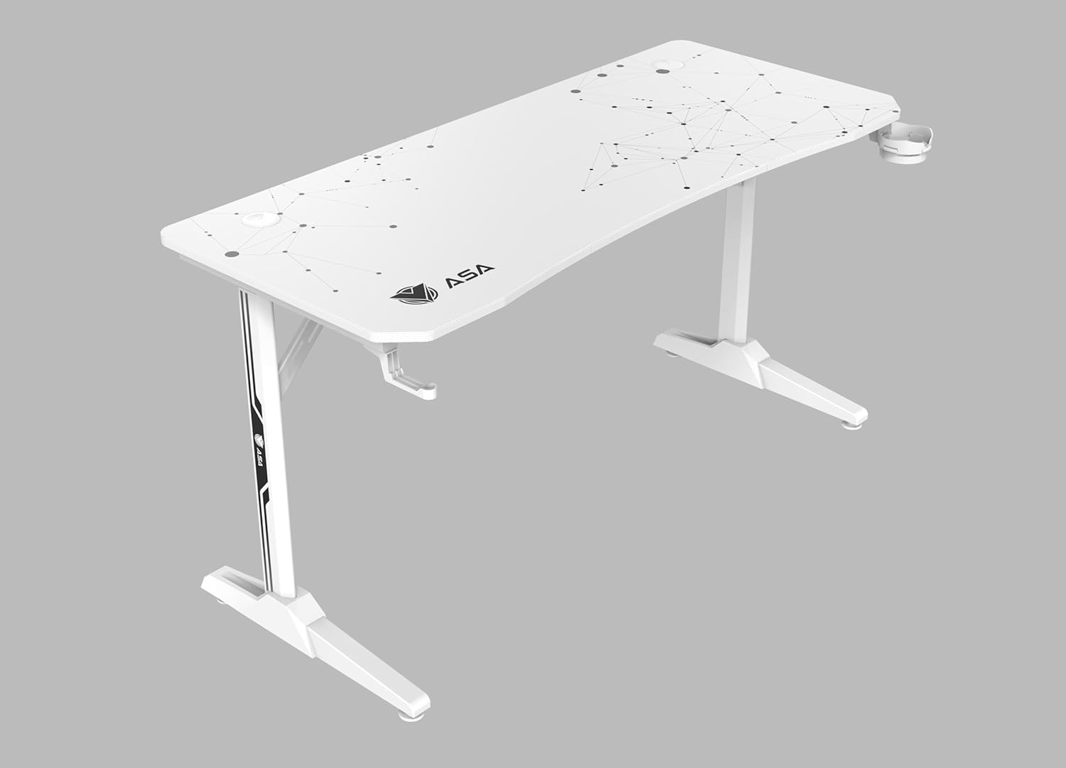 ASA A1 Jumbo gaming desk in white with carbon fiber surface