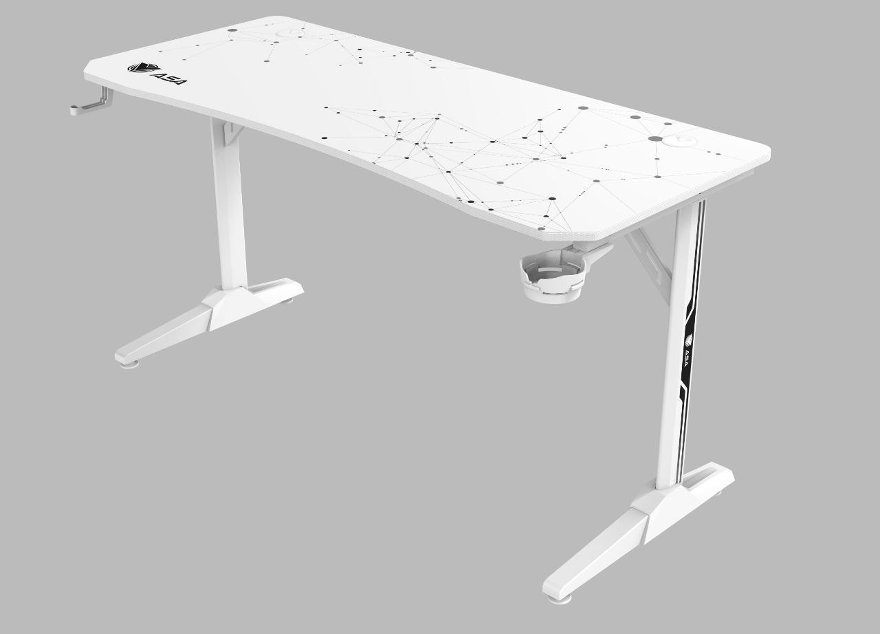 ASA A1 Jumbo gaming desk in white with carbon fiber surface