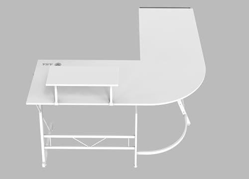 White ASA L3 L-shaped gaming and office corner desk with carbon fiber surface