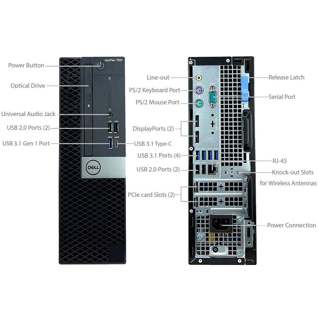 Dell OptiPlex 7060 SFF Renewed PC, Intel Core i7-8700, 32GB RAM, 512GB SSD, Windows 11 Pro