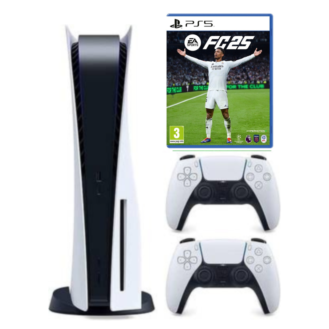 Sony - PlayStation 5 Disc Edition + Extra Controller + FC 25 (FIFA 25) Tape (Used and Refurbished) 1 Year Warranty + Free Delivery