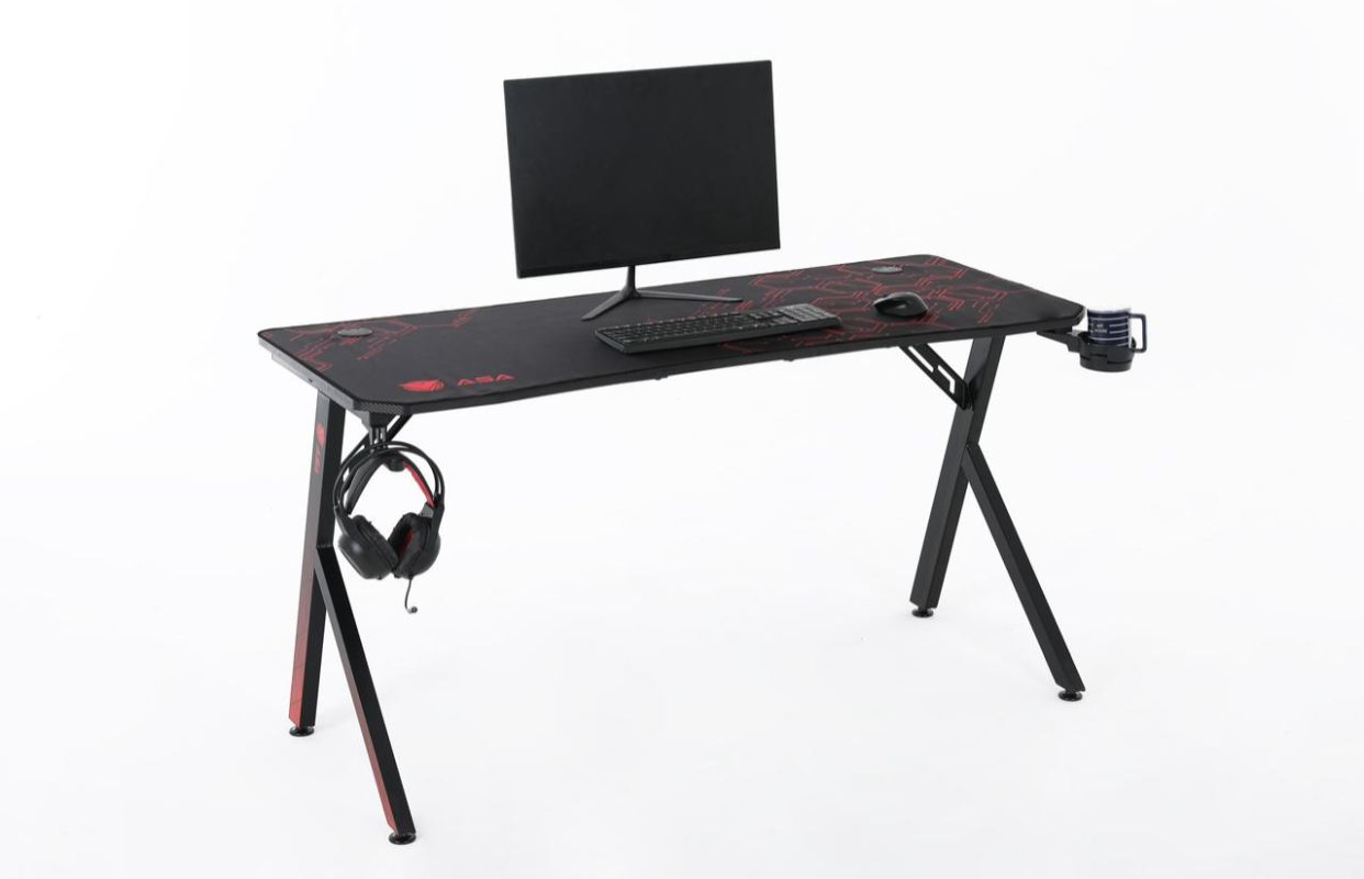 ASA Jumbo A2 gaming desk in black with full surface mouse pad