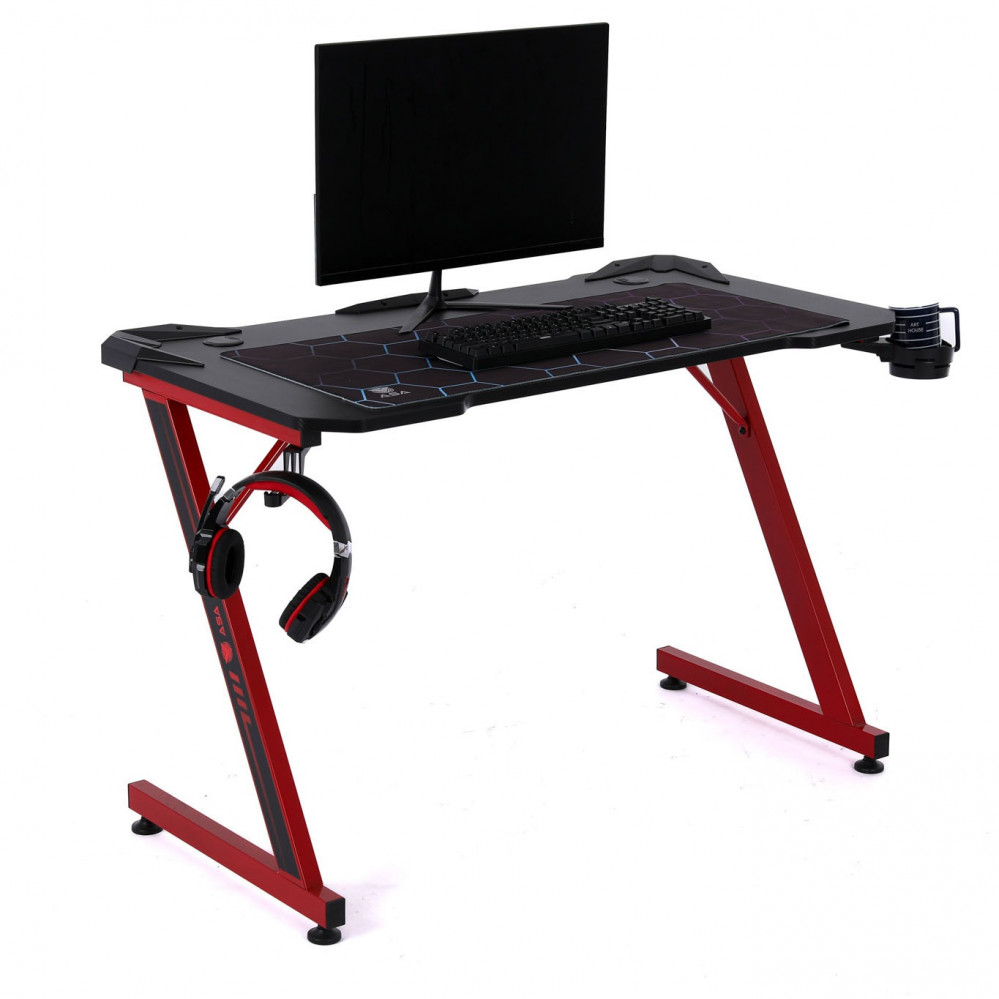 ASA ROYAL Gaming and Office Desk in Red and Black Sleek Design