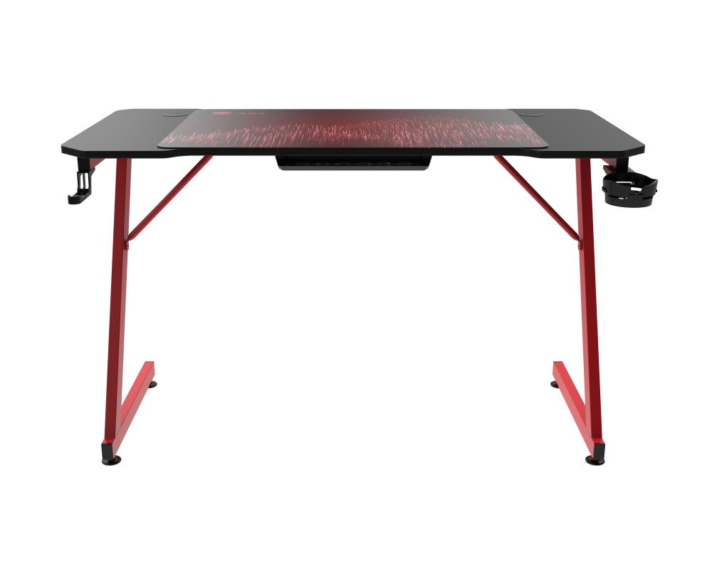 ASA Z Model Gaming Desk Black and Red with Extended Mouse Pad