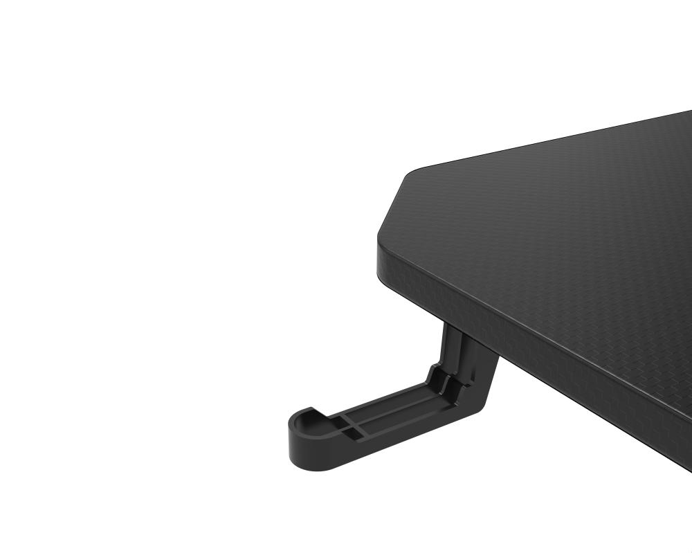 ASA Z-Shaped Gaming Desk in Black and White with Extended Mouse Pad and Cup Holder