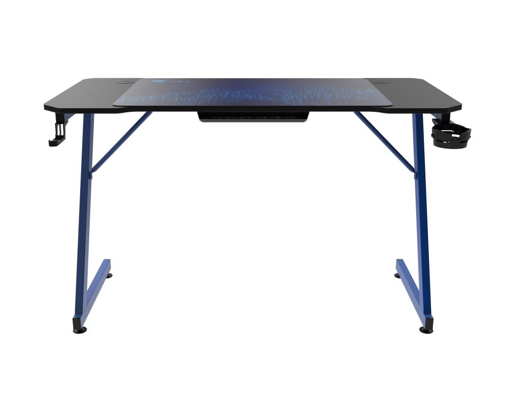 ASA Z Model Gaming Desk in Blue with Extended Mouse Pad and Headphone Hook