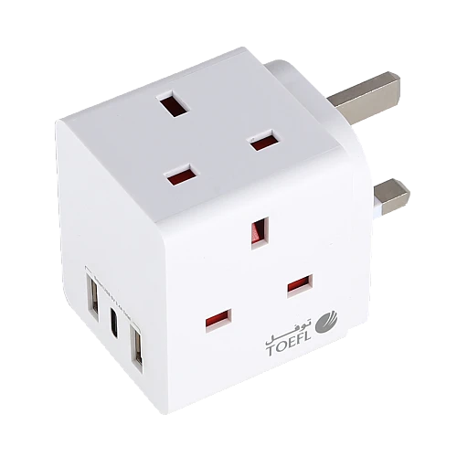  توصيلة قابس جداري أفياش ثلاثي مع منافذ USB و Type-C من توفل 