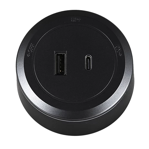  فيش مجرى دائري اسود USB مع TYPE-C 
