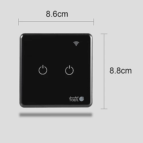  مفتاح الذكي ثنائي غطاء اسود تحكم عن بعد Wifi سهل الاستخدام يعمل باللمس تحكم بالجوال متوافق مع اليكسا وجوجل هوم توفل 