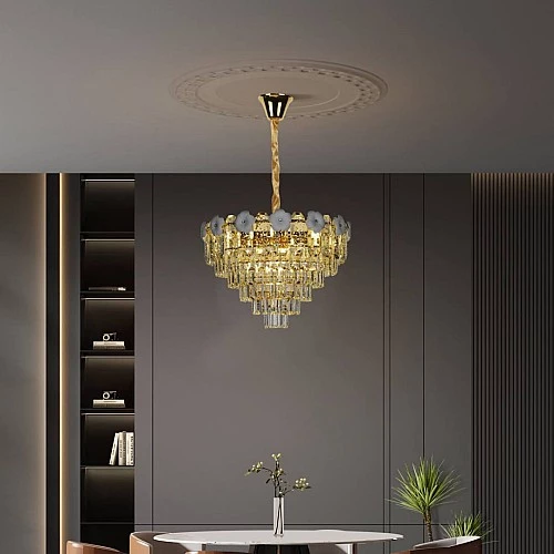  نجف كريستال ذهبي قطر 60 سم E14*9L 