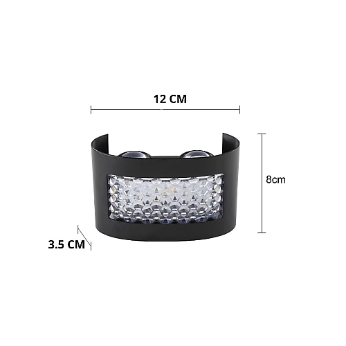  جداري بوابة خارجي اسود + شفاف لون الانارة اصفر 4 عيون 7 واط LED المينيوم 