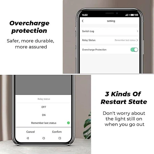  فيش ذكي ثلاثي اسود متنقل تحكم عن بعد WiFi سهل الاستخدام يعمل باللمس تحكم بالجوال متوافق مع اليكسا وجوجل هوم توفل 