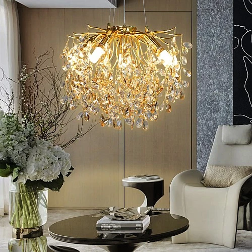  نجف مودرن قطر 45 ذهبي مع عسلي مع شفاف E14*6L سم 