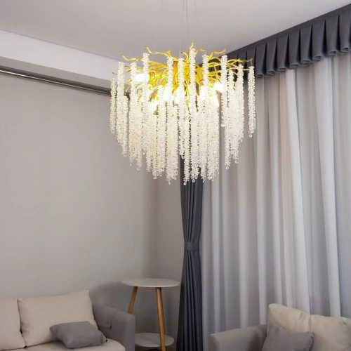  نجف مودرن شكل ذهبي مع شفاف تصميم حديث وأنيق E14*10 لمبة. مقاس 60 سم 