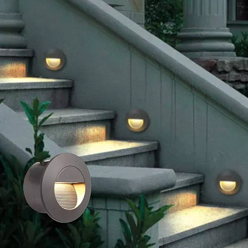  إضاءة درج دفن LED دائرية سوداء 5 واط (لون أصفر دافئ) 