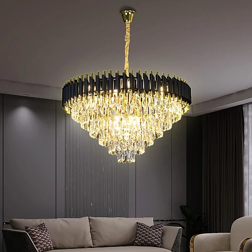  نجف مودرن اسود مع ذهبي 80 سم E14*15 