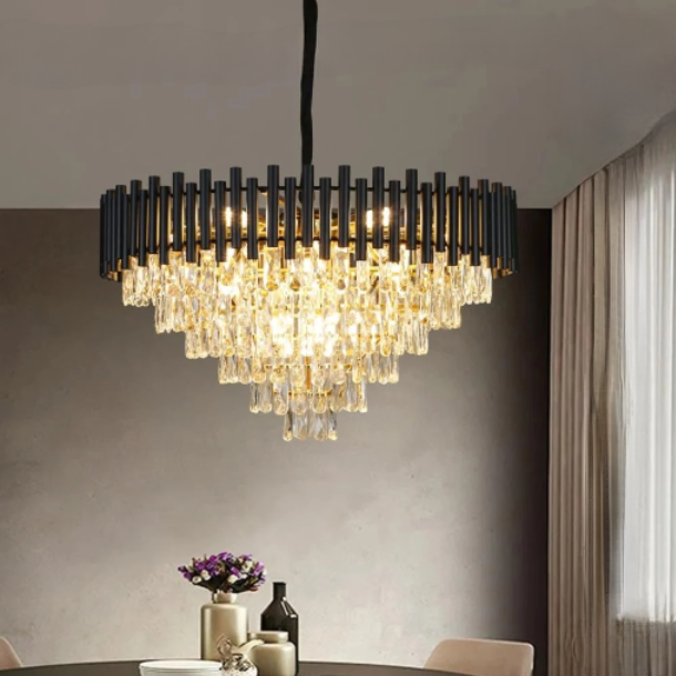 نجف مودرن اسود مع ذهبي 80 سم E14*14L 