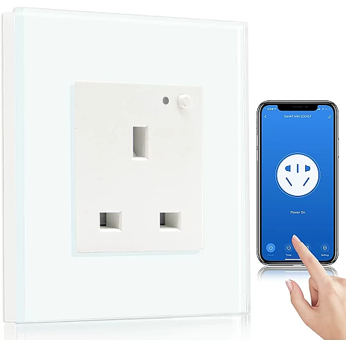  فيش جداري 13 امبير ذكي تحكم عن بعد WiFi سهل الاستخدام يعمل باللمس تحكم بالجوال متوافق مع اليكسا وجوجل هوم توفل 
