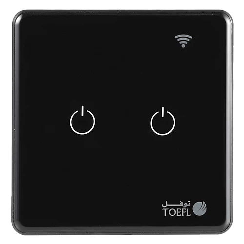  مفتاح الذكي ثنائي غطاء اسود تحكم عن بعد Wifi سهل الاستخدام يعمل باللمس تحكم بالجوال متوافق مع اليكسا وجوجل هوم توفل 