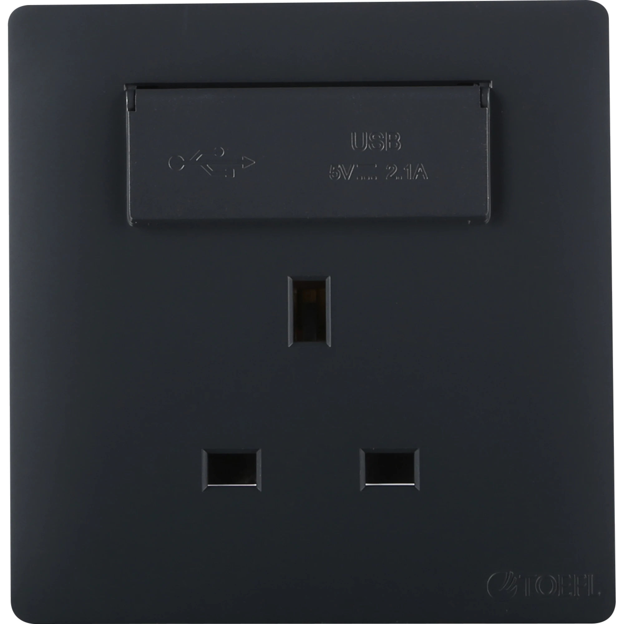  فيش ثلاثي + USB توفل اسود 