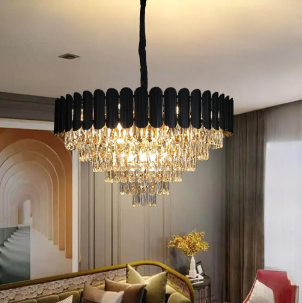 نجف مودرن اسود مع ذهبي 80 سم E14*15 