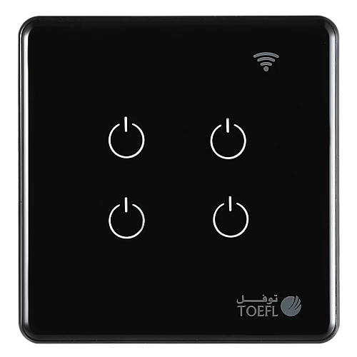  مفتاح رباعي غطاء أسود ذكي تحكم عن بعد Wifi سهل الاستخدام يعمل باللمس تحكم بالجوال متوافق مع اليكسا وجوجل هوم توفل 
