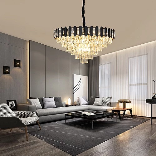  نجف مودرن اسود مع ذهبي قطر 80 سم E14*15L 