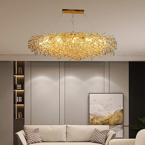  نجف مودرن قطر 160 ذهبي مع عسلي مع شفاف E14*15L سم 