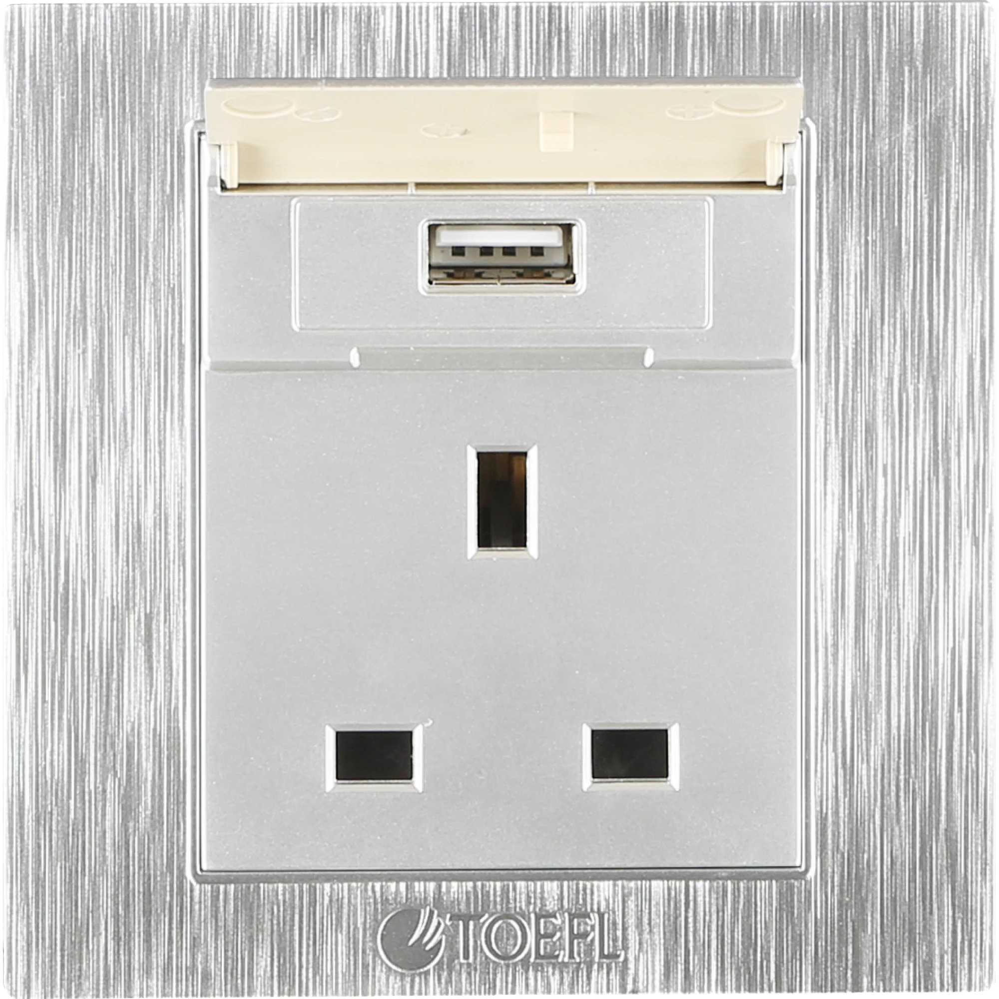  فيش ثلاثي + USB توفل فضي 