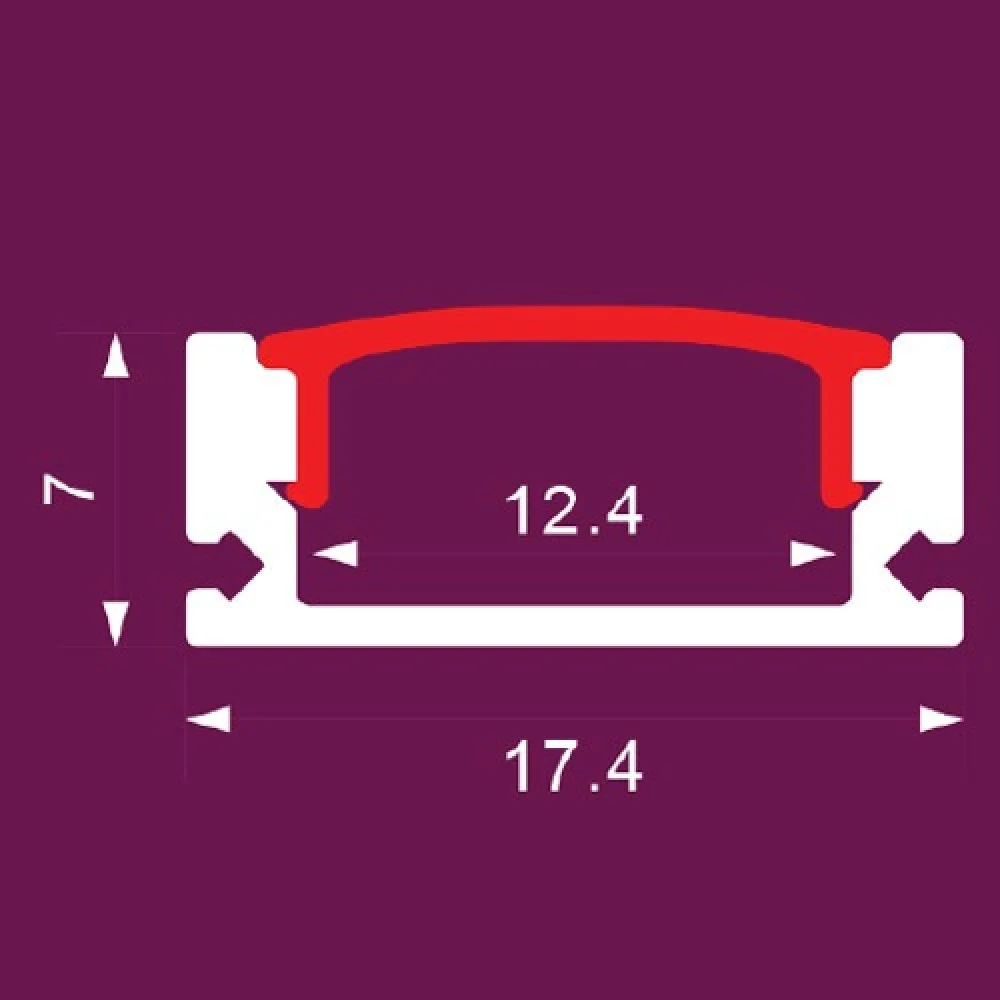  مجرى ألمنيوم عرض 1.7سم عمق 7ملي 