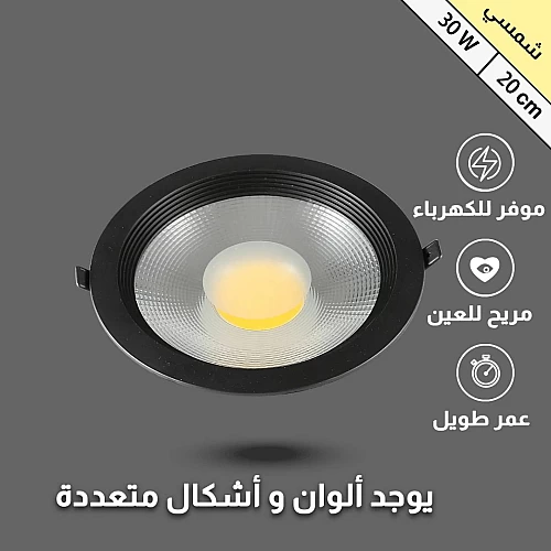  كرتون 20 حبة 20سم 30واط 1 لون سبوت لايت جرم أسود 