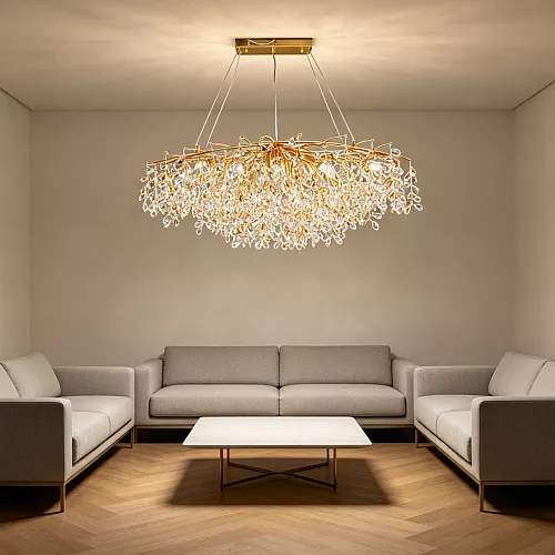 نجف مودرن قطر 120 ذهبي مع عسلي مع شفاف E14*15L سم 