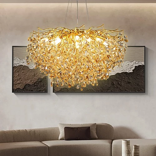  نجف مودرن قطر 80 ذهبي مع عسلي مع شفاف E14*13L سم 
