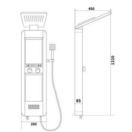  شاور مساج ديجيتال مستطيل بشاشة LED مائي ستانلس ستيل + نحاس اسود 