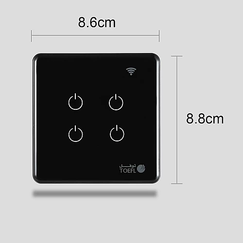  مفتاح رباعي غطاء أسود ذكي تحكم عن بعد Wifi سهل الاستخدام يعمل باللمس تحكم بالجوال متوافق مع اليكسا وجوجل هوم توفل 