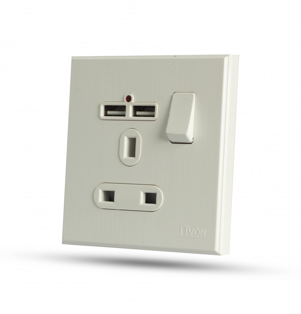  فيش مع 2مخرج USB بيانو أبيض 