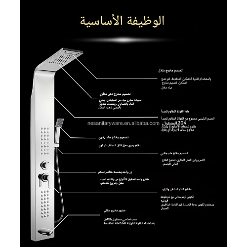  شاور مساج ستانلس ستيل بقاعدة نحاس كروم 