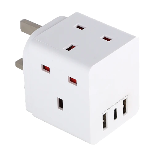 توصيلة قابس جداري أفياش ثلاثي مع منافذ USB و Type-C من توفل 