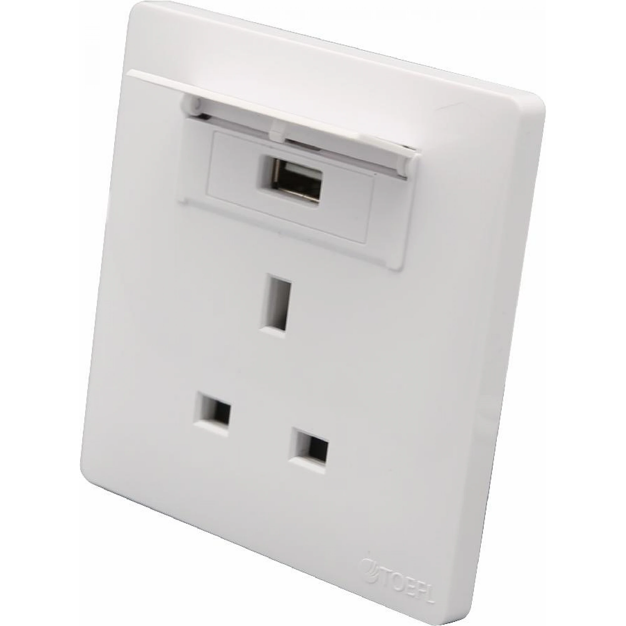  فيش ثلاثي + USB توفل أبيض 