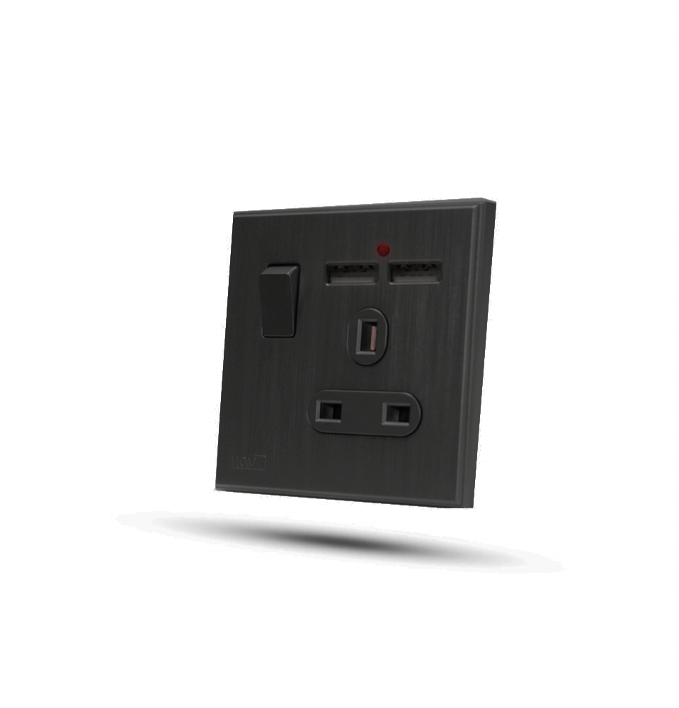  فيش مع 2مخرج USB بيانو اسود 