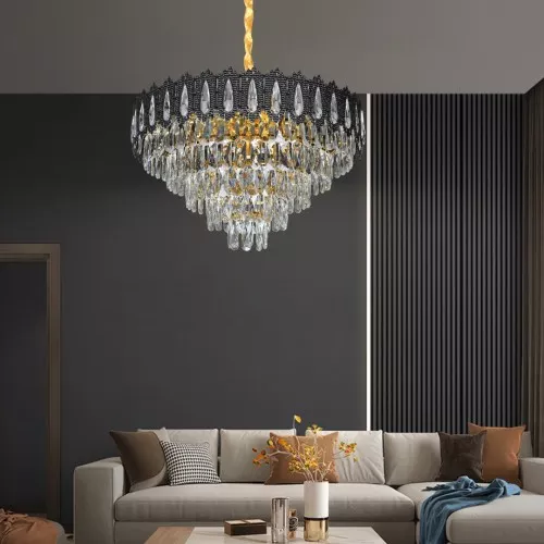  علاقي مودرن اسود + ذهبي E14*9 مقاس 600 ملم 