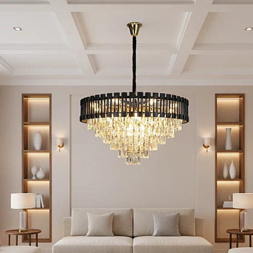 نجف مودرن اسود مع ذهبي مقاس 80 سم E14*15L 
