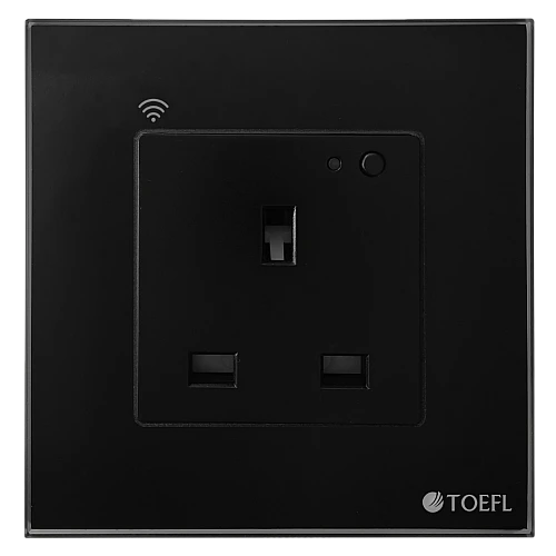  فيش جداري 13 امبير اسود ذكي تحكم عن بعد WiFi سهل الاستخدام يعمل باللمس تحكم بالجوال متوافق مع اليكسا وجوجل هوم توفل 