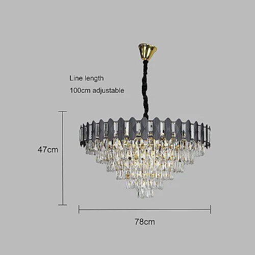  نجف مودرن اسود مع ذهبي قطر 80 سم E14*15L 