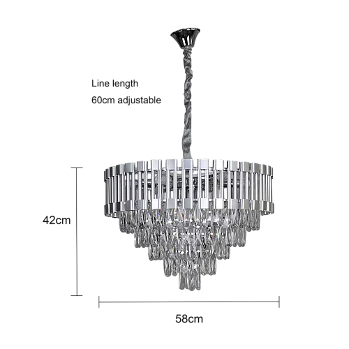  نجف مودرن فضي قطر 60 سم E14*9L 